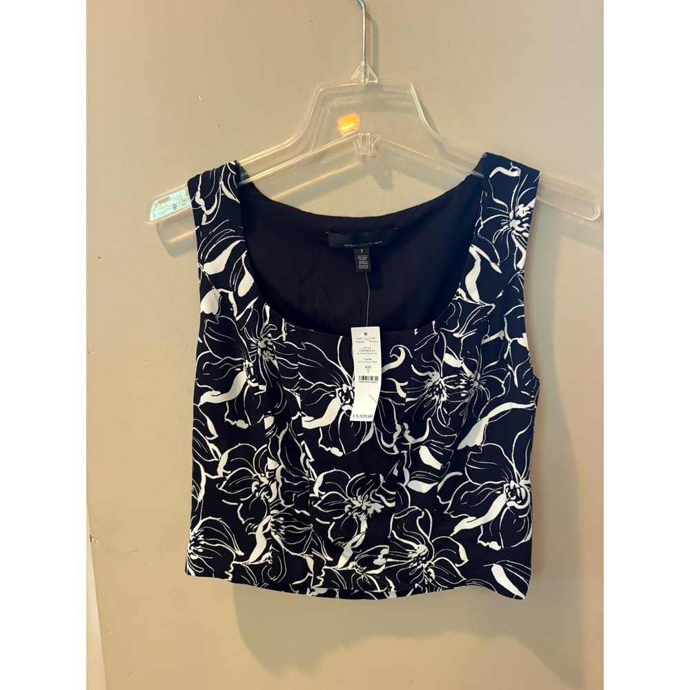 New  White House Black Market Corset Detail Top Floral Black White 57038 size  2